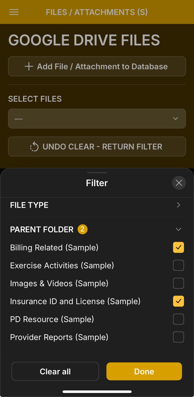 Files & Attachments Page (Filter Option)